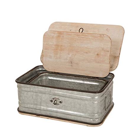 farmhouse metal box|Glitzhome Decorative Galvanized Metal Boxes with .